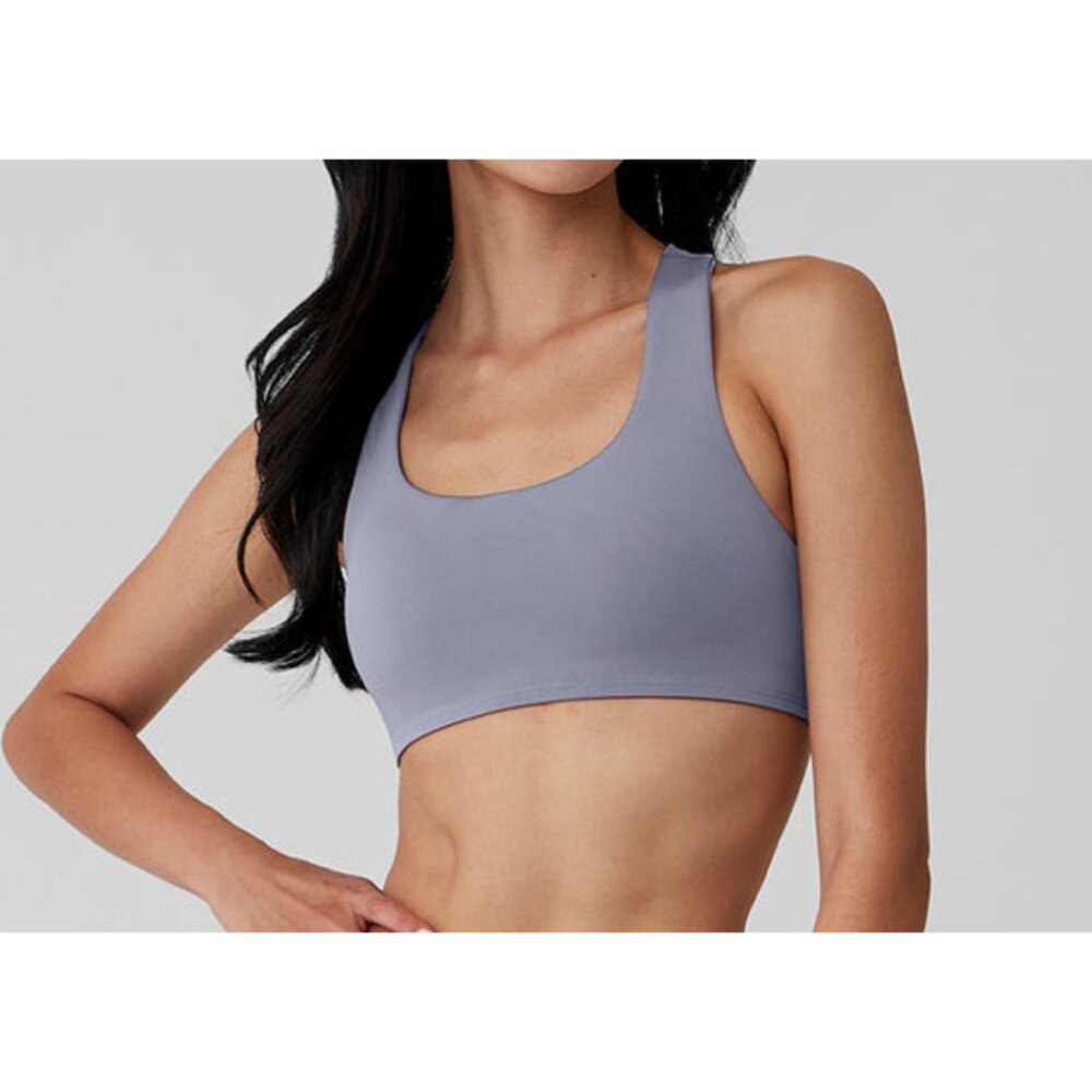 Alo Airlift Advantage Racerback Bra Fog Padded Sports Tank Exercise Crop Top XS